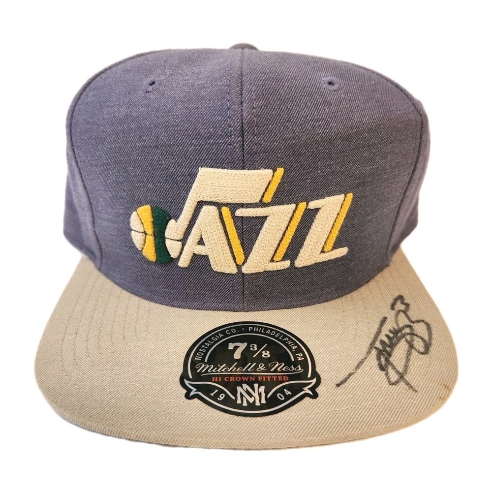 Trey Burke #3 Signed Mitchell‎ & Ness NBA Utah Jazz High Crown Fitted Hat 7 3/8